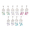 Long Chain with Transparent Glass Beads Dangle Stud Earrings EJEW-JE05245-1
