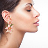 FIBLOOM 2 Pairs 2 Colors 3D Flower of Life Enamel Dangle Stud Earrings EJEW-FI0001-26-5