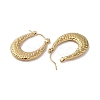 Texture Oval 201 Stainless Steel Half Hoop Earrings for Women EJEW-G385-34G-2