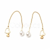 Brass Ear Thread with Heart and Acrylic Pearl Charm EJEW-JE04886-6