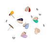 Fashewelry 10 Pair 10 Color Transparent Resin & Wood Stud Earring Findings DIY-FW0001-08-2