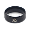 Ohm/Aum Yoga Theme Stainless Steel Plain Band Ring for Men Women CHAK-PW0001-003H-02-1