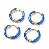 Ion Plating(IP) Two Tone 304 Stainless Steel Chunky Huggie Hoop Earrings with Enamel for Women EJEW-C043-11-G-2