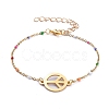 Peace Sign 201 Stainless Steel Link Bracelets BJEW-JB05248-06-1