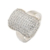 Real Platinum Plated Brass Micro Pave Clear Cubic Zirconia Cuff Rings RJEW-L113-017P-04-1