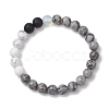 2 Pcs Round Natural & Synthetic Gemstone Stretch Bracelets Sets for Women BJEW-JB11014-3