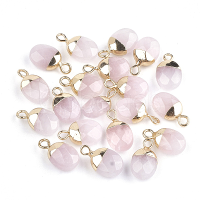 Electroplate Natural Rose Quartz Charms X-G-S344-09E-1