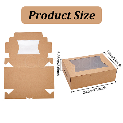 Rectangle Kraft Paper Storage Gift Boxes with Clear Visible Window CON-WH0095-89-1