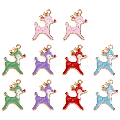 10Pcs 5 Colors Alloy Enamel Pendants ENAM-YW0002-08-1