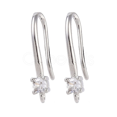 Brass Micro Pave Cubic Zirconia Earring Hooks KK-U008-08P-1