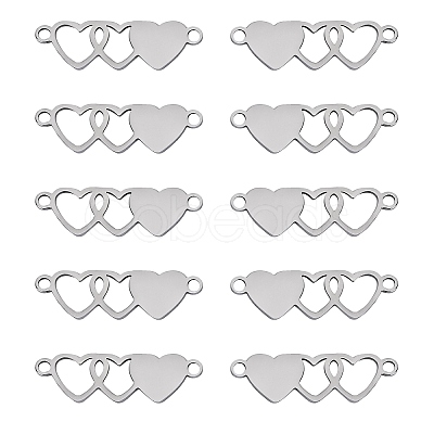 10Pcs Stainless Steel Connector Charms STAS-SZ0003-17B-1