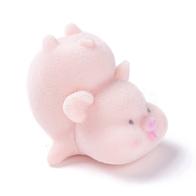 Flocky Resin Miniature Pig Figurines AJEW-Z007-07-1