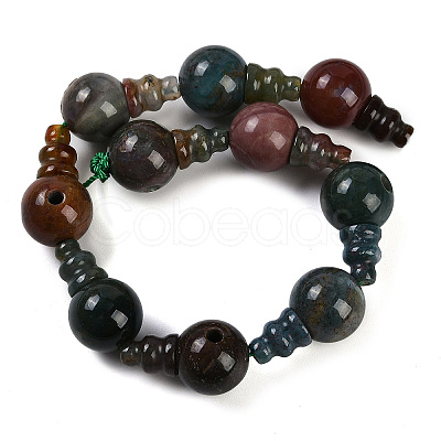 Natural Indian Agate 3-Hole Guru Beads Strands G-H064-E02-01-1