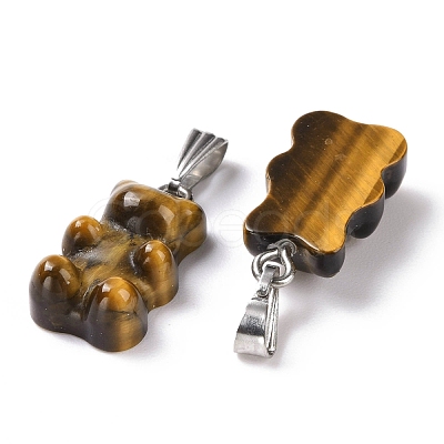 Natural Tiger Eye Pendants G-G854-01P-08-1