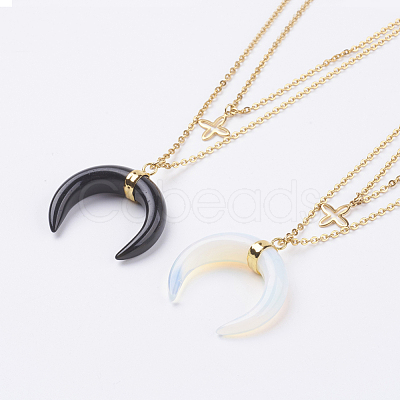 Gemstone Pendant Necklaces NJEW-JN02070-1