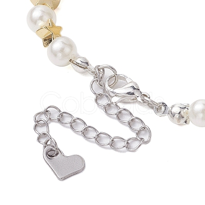 Natural Shell & ABS Plastic Imitation Pearl Beaded Bracelets BJEW-JB10555-1