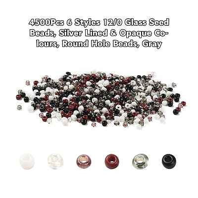 4500Pcs 6 Style 12/0 Glass Seed Beads SEED-YW0001-27E-1