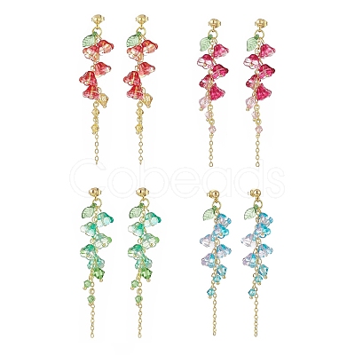 4 Colors Imitation Austrian Crystal Morning Glory Flower Dangle Stud Earrings EJEW-TA00197-1