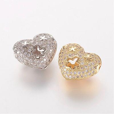 Brass Micro Pave Cubic Zirconia Beads ZIRC-K063-42-1