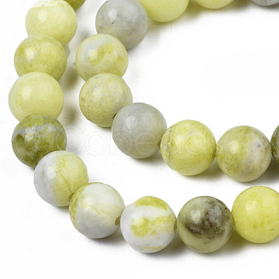 Natural Yellow Mustard Jasper Beads Strands G-Q462-8mm-39-1