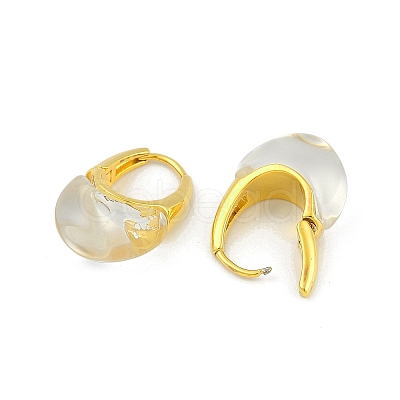 Brass with Transparent Resin Hoop Earrings EJEW-Q391-32G-1