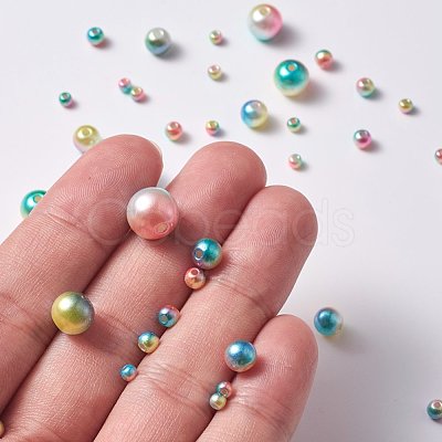 Rainbow ABS Plastic Imitation Pearl Beads OACR-YW0001-03G-1