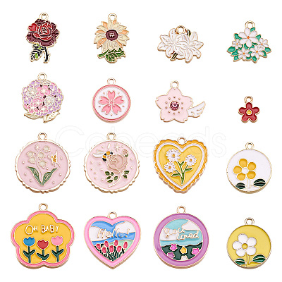 32Pcs 16 Style Alloy Enamel Pendants ENAM-TA0001-39-1