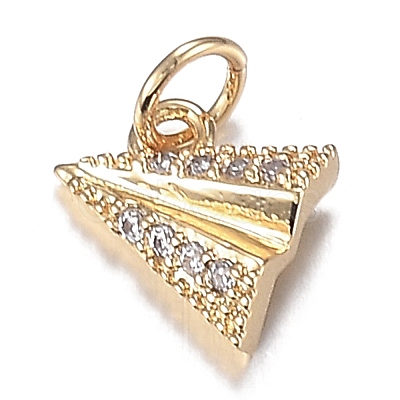 Brass Micro Clear Cubic Zirconia Charms ZIRC-F120-048G-1