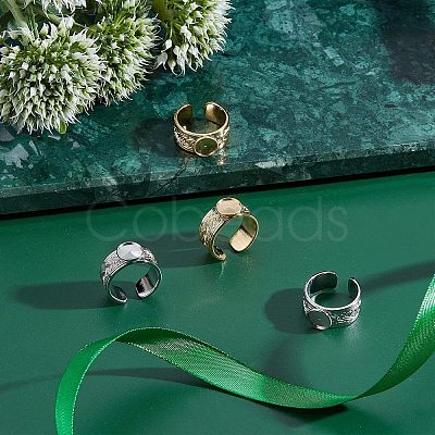 Unicraftale 4Pcs 2 Colors 304 Stainless Steel Open Cuff Ring Findings STAS-UN0038-04-1