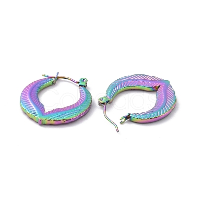 Ion Plating(IP) Rainbow Color 304 Stainless Steel Double Leaf Wrap Hoop Earrings for Women EJEW-G293-23M-1