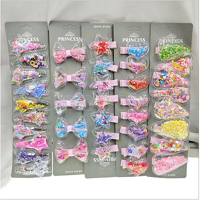 50Pcs 5 Colors Quicksand Sequin Plastic Cabochons KY-CJ0001-39-1