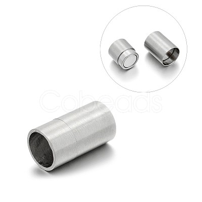 Tarnish Resistant Matte 304 Stainless Steel Column Magnetic Clasps with Glue-in Ends X-STAS-E089-03D-1