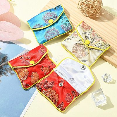 Rectangle Floral Embroidery Cloth Zipper Pouches ABAG-YW0001-03A-1