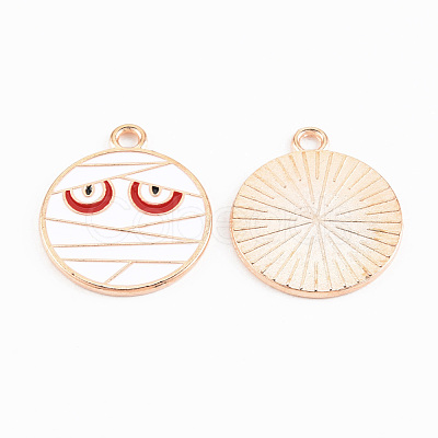 Light Gold Tone Alloy Enamel Pendants ENAM-T018-09-1