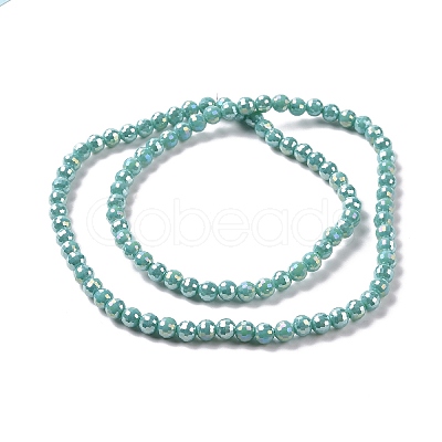 Electroplate Opaque Solid Color Glass Beads Strands GLAA-E036-10-M-1