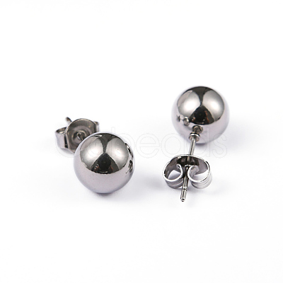 Tarnish Resistant 304 Surgical Stainless Steel Ball Stud Earrings X-EJEW-2224-8mm-P-1