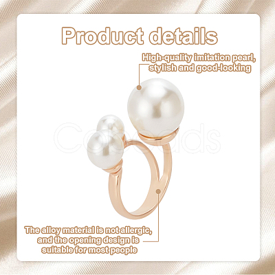 ANATTASOUL 4Pcs 4 Styles Plastic Imitation Pearl Beaded Open Cuff Ring RJEW-AN0001-18-1