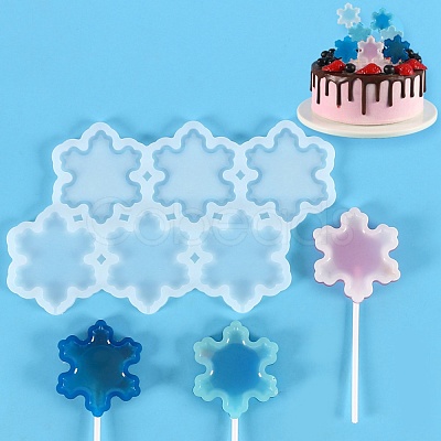 DIY Snowflake Lollipop Making Food Grade Silicone Molds DIY-E051-06-1