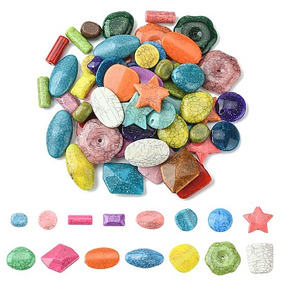 70Pcs 14 Style Crackle Opaque Acrylic Beads OACR-YW0001-64A-1