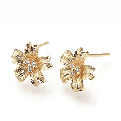 Brass Ear Studs KK-S333-04G-1