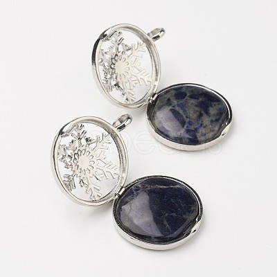 Natural Sodalite Pendants G-G910-E12-1