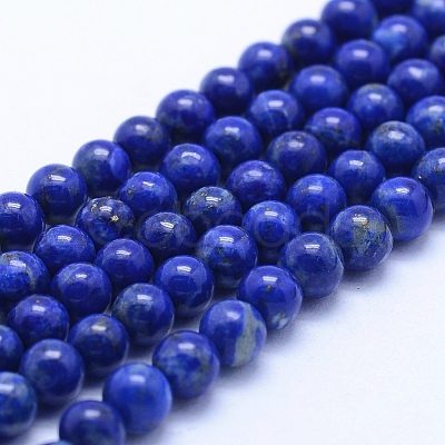 Natural Lapis Lazuli Beads Strands G-P342-01-4mm-AB-1