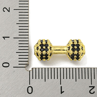 Brass Micro Pave Black Cubic Zirconia Beads KK-G493-34A-G01-1