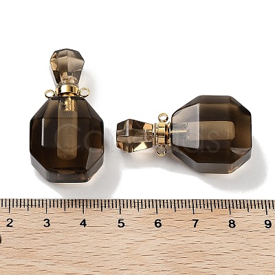 Natural Smoky Quartz Perfume Bottle Pendants G-Q163-10G-09-1