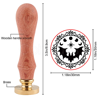 Brass Wax Seal Stamp with Handle AJEW-WH0184-0472-1