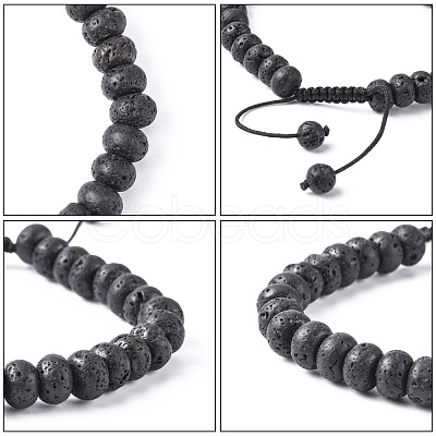 Adjustable Natural Lava Rock Braided Bead Bracelets BJEW-F369-A02-1