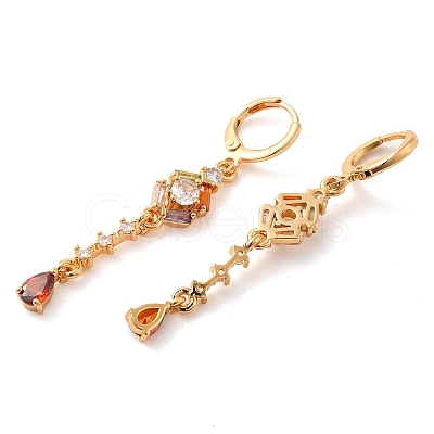 Rack Plating Golden Brass Dangle Leverback Earrings EJEW-B037-03G-01-1