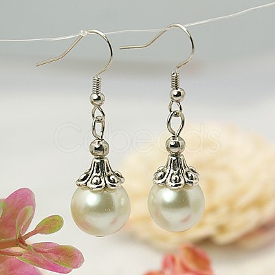 Trendy Tibetan Style Ball Dangle Earrings EJEW-JE00474-1