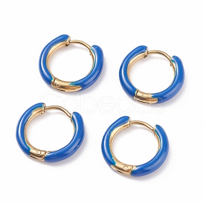 Ion Plating(IP) Two Tone 304 Stainless Steel Chunky Huggie Hoop Earrings with Enamel for Women EJEW-C043-11-G-1