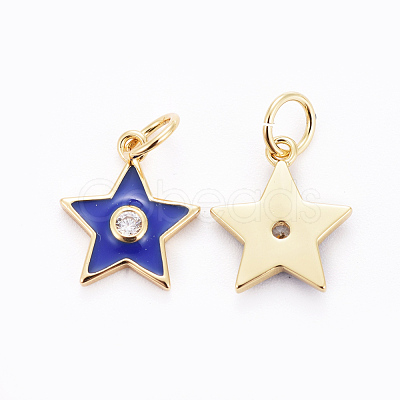 Brass Micro Pave Cubic Zirconia Charms KK-G360-09-1